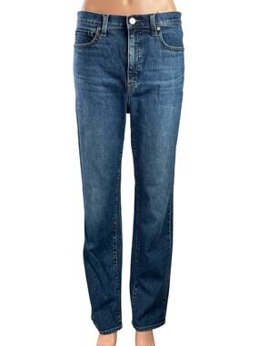 Uniqlo Womens Blue Medium Wash Mid Rise Straight Leg Denim Jeans Pants Size 28